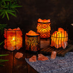 Geometric Pattern Himalayan Salt Lamp – Iron Art Series