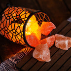 Geometric Pattern Himalayan Salt Lamp – Iron Art Series